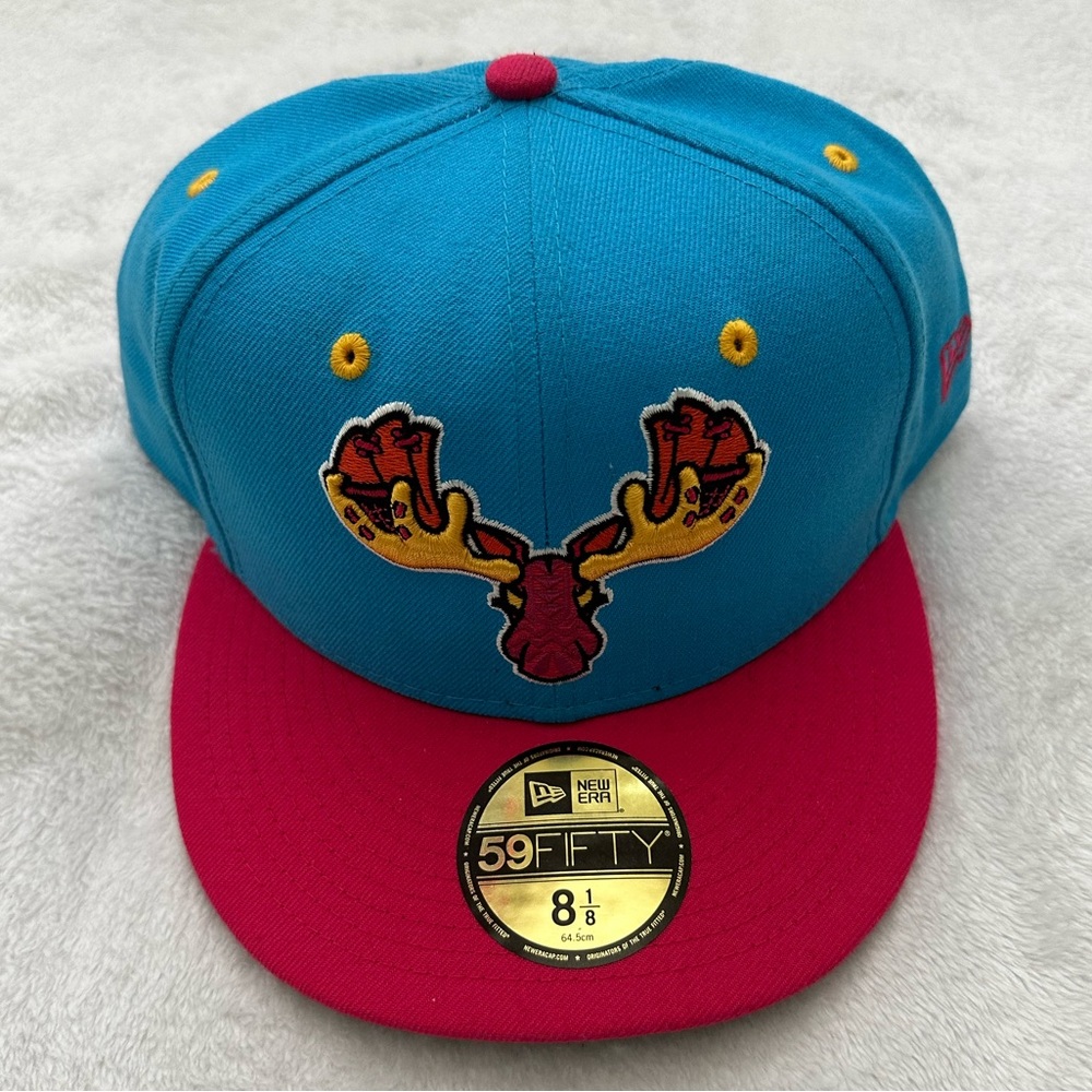 New Era Blue/Coral Alces de Maine Copa De La Diversion Fitted Hat (Sz. 8 1/8)